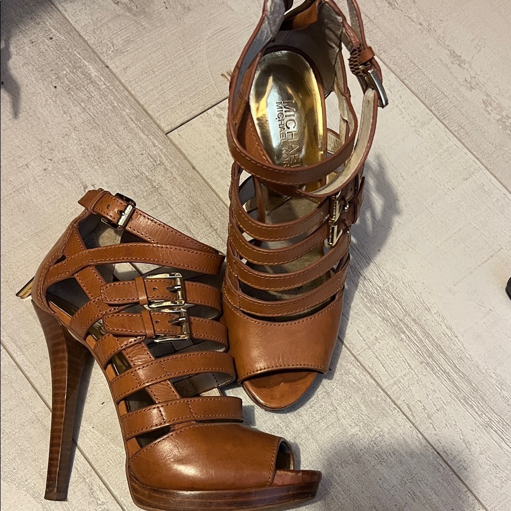 Michael Kors Tan Strappy Heels 8